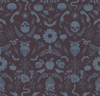 Creepy Damask in Caviar // Good Spirits by Ruby Star Society (1/4 yard) - Emmaline Bags Inc.