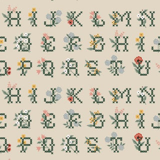 Cross Stitch Letters (Linen Canvas) | Home Sweet Home by Rifle Paper Co. (¼ Yard) - Emmaline Bags Inc.-Fabric