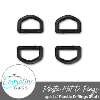 D - rings | 1" Flat PLASTIC (4 Pack) - Emmaline Bags Inc. - Bag Hardware