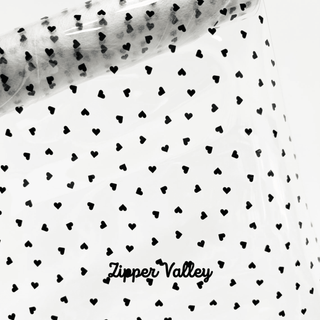 Dainty Hearts | Zipper Valley Clear TPU Vinyl | 12" x 52" Pre - cut - Emmaline Bags Inc. - Fabric