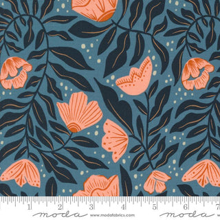 Dancing Flowers - Lake // Folk & Lore for Moda (1/4 yard) - Emmaline Bags Inc.