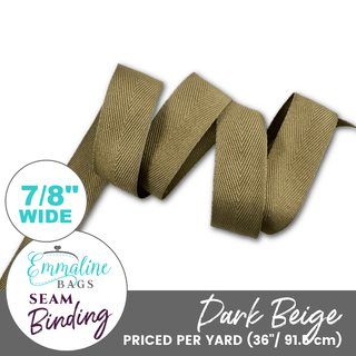 Dark Beige | ⅞" (22mm) Binding Tape (Per 1 Yard) - Emmaline Bags Inc.-Sewing Supplies & Notions
