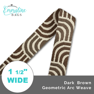 Dark Brown Geometric Arc Weave • 1 1/2" (38mm) Wide (Per 1 Yard) - Emmaline Bags Inc. - Straps & Handles