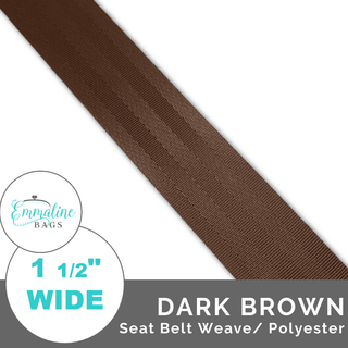 Dark Brown - Seat Belt Webbing (Per 1 Yard) • 1 1/2" Wide (38 mm) - Emmaline Bags Inc. - Straps & Handles