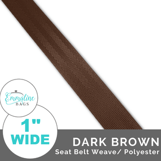 Dark Brown - Seat Belt Webbing (Per 1 Yard) - 1" Wide (25 mm) - Emmaline Bags Inc. - Straps & Handles