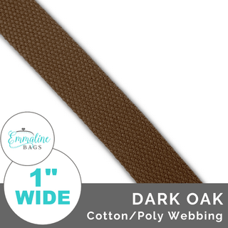 Dark Oak | Cotton/Poly Webbing (Per 1 Yard) • 1 " Wide (25 mm) - Emmaline Bags Inc. - Straps & Handles