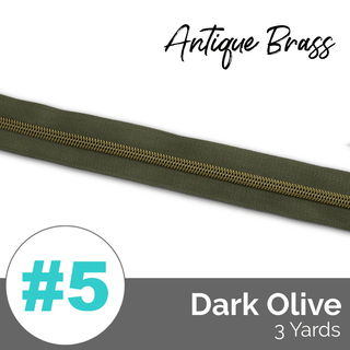 Dark Olive | Nylon Coil Zipper | SIZE5* (3 Yards) - Emmaline Bags Inc. - Bag Zippers