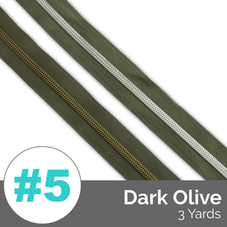 Dark Olive | Nylon Coil Zipper | SIZE5* (3 Yards) - Emmaline Bags Inc. - Bag Zippers