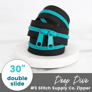 Deep Dive | 30" Nylon Coil Zipper | *Size #5* with Two Pulls - Emmaline Bags Inc.-Bag Zippers