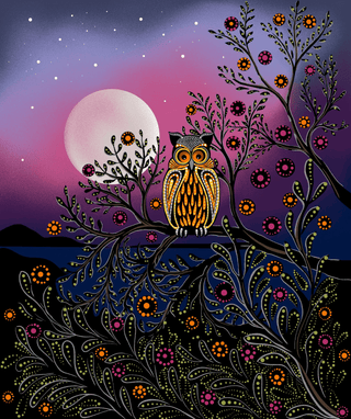 Deep Rose Purple (Metallic Panel) 36" x 45" | July Moon by Betty Albert (¼ Yard) - Emmaline Bags Inc.-Fabric
