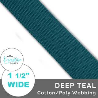 Deep Teal | Cotton/Poly Webbing (Per 1 Yard) • 1 ½" Wide (38 mm) - Emmaline Bags Inc. - Straps & Handles