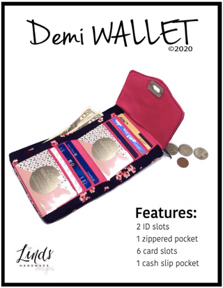 Demi Wallet by Linds Handmade (Printed Paper Pattern) - Emmaline Bags Inc.