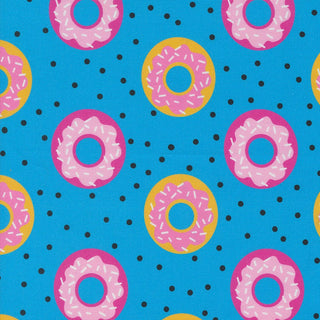 Donut Worry Be Happy - in BLUEBERRY // Snack Shack (1/4 yard) - Emmaline Bags Inc.