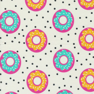 Donut Worry Be Happy - in CREAM // Snack Shack (1/4 yard) - Emmaline Bags Inc.