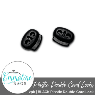 Double Cord Lock | Black PLASTIC (2 Pack) - Emmaline Bags Inc. - Bag Hardware