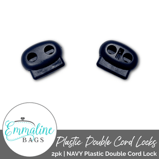 Double Cord Lock | Navy PLASTIC (2 Pack) - Emmaline Bags Inc. - Bag Hardware
