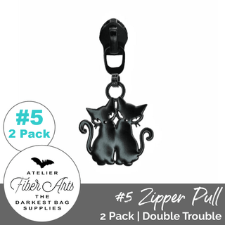 'Double Trouble' Zipper Sliders w/ Pulls | SIZE5 (2 Pack) - Emmaline Bags Inc. - Bag Zippers