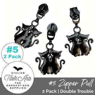 'Double Trouble' Zipper Sliders w/ Pulls | SIZE5 (2 Pack) - Emmaline Bags Inc. - Bag Zippers