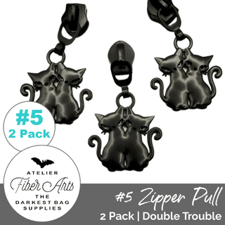 'Double Trouble' Zipper Sliders w/ Pulls | SIZE5 (2 Pack) - Emmaline Bags Inc. - Bag Zippers