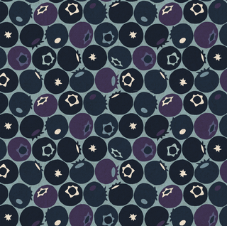 Downpour Bluberries (Canvas) // Under the Apple Tree II (1/4 yard) - Emmaline Bags Inc. - Fabric