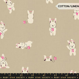 Khaki Rabbeats (Linen) | LoFi Linens by Ruby Star Society (¼ Yard)