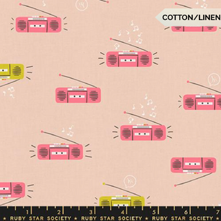 Peach Blossom Bloom (Linen) | LoFi Linens by Ruby Star Society (¼ Yard)