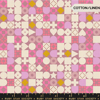Lilac Blocked (Linen) | LoFi Linens by Ruby Star Society (¼ Yard)