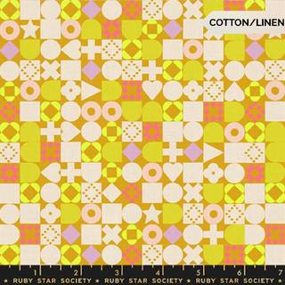 Cactus Blocked (Linen) | LoFi Linens by Ruby Star Society (¼ Yard)