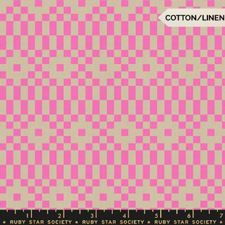 Neon Pink Bitmapped (Linen) | LoFi Linens by Ruby Star Society (¼ Yard)