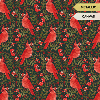 Evergreen Cardinals (Canvas) | Holiday Classics V by Rifle Paper Co. (¼ Yard)