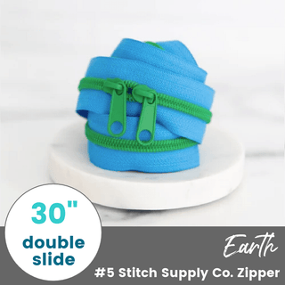 Earth | 30" Nylon Coil Zipper | *Size #5* with Two Pulls - Emmaline Bags Inc.-Bag Zippers