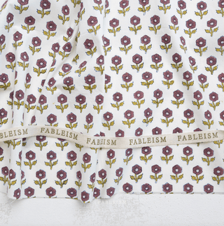 Eggplant Flowerling | Indian Block Prints: Cottage by Fableism Supply Co. (¼ Yard) - Emmaline Bags Inc. - Fabric