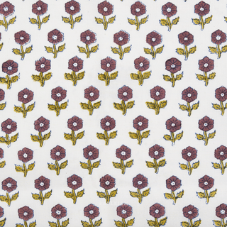 Eggplant Flowerling | Indian Block Prints: Cottage by Fableism Supply Co. (¼ Yard) - Emmaline Bags Inc. - Fabric