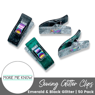Emerald & Black Mixed Glitter Clips | 50 Pieces | More Me Know - Emmaline Bags Inc.-Sewing Supplies & Notions