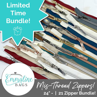 Emmaline 24" 5 Zipper Bundle – Mis - Threaded Coils (21 Pack) – Clearance - Emmaline Bags Inc. - Emmaline Zippers
