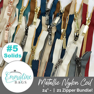 Emmaline 24" 5 Zipper Bundle – Mis - Threaded Coils (21 Pack) – Clearance - Emmaline Bags Inc. - Emmaline Zippers