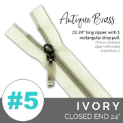 Ivory | Emmaline 24" Nylon Coil Zipper | *SIZE#5* with Rectangle Pull