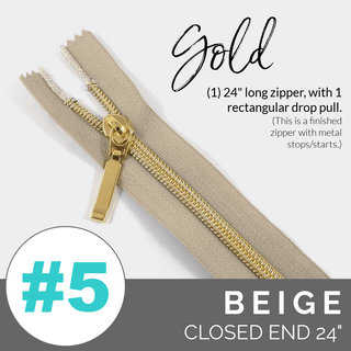 Emmaline 24" Long - *SIZE5* (With Rectangle Drop Pull) - Emmaline Bags Inc. - Emmaline Zippers