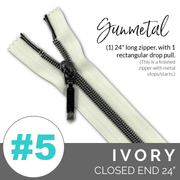 Ivory | Emmaline 24" Nylon Coil Zipper | *SIZE#5* with Rectangle Pull