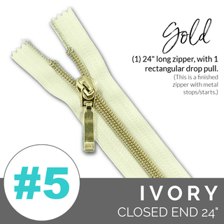 Emmaline 24" Long - *SIZE5* (With Rectangle Drop Pull) - Emmaline Bags Inc. - Emmaline Zippers