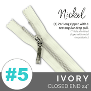 Ivory | Emmaline 24" Nylon Coil Zipper | *SIZE#5* with Rectangle Pull