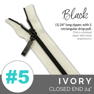 Emmaline 24" Long - *SIZE5* (With Rectangle Drop Pull) - Emmaline Bags Inc. - Emmaline Zippers