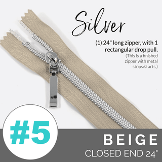 Emmaline 24" Long - *SIZE5* (With Rectangle Drop Pull) - Emmaline Bags Inc. - Emmaline Zippers