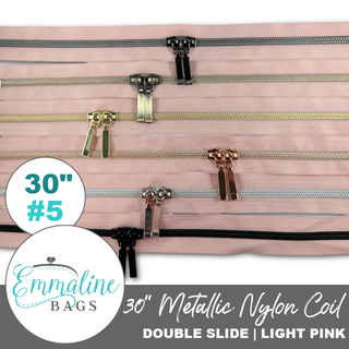 Light Pink | Emmaline 30" Nylon Coil Zipper | *SIZE#5* with Two Rectangle Pulls