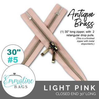 Light Pink | Emmaline 30" Nylon Coil Zipper | *SIZE#5* with Two Rectangle Pulls