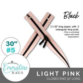 Light Pink | Emmaline 30" Nylon Coil Zipper | *SIZE#5* with Two Rectangle Pulls