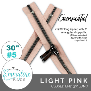 Light Pink | Emmaline 30" Nylon Coil Zipper | *SIZE#5* with Two Rectangle Pulls