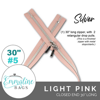 Light Pink | Emmaline 30" Nylon Coil Zipper | *SIZE#5* with Two Rectangle Pulls