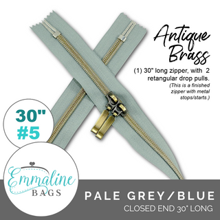 Pale Grey-Blue| Emmaline 30" Nylon Coil Zipper | *SIZE#5* with Two Rectangle Pulls