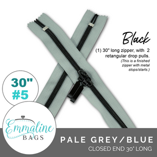 Pale Grey-Blue| Emmaline 30" Nylon Coil Zipper | *SIZE#5* with Two Rectangle Pulls